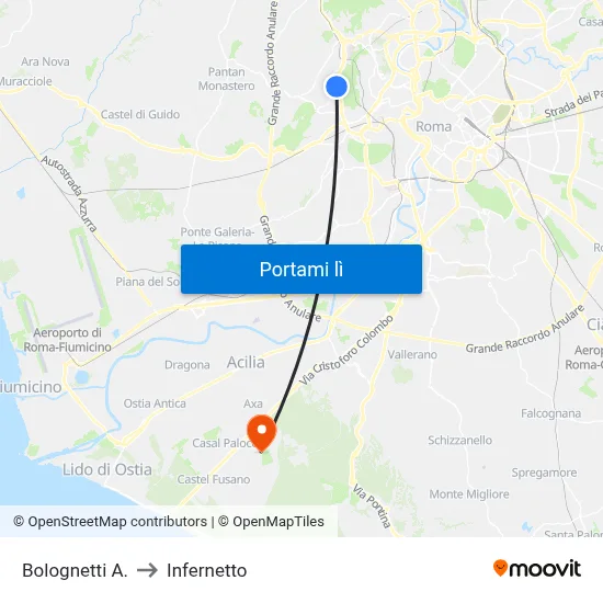 Bolognetti A. to Infernetto map