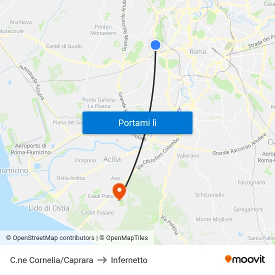 C.ne Cornelia/Caprara to Infernetto map