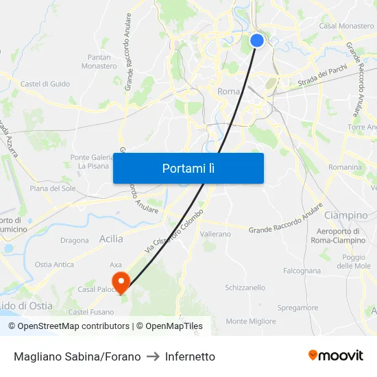 Magliano Sabina/Forano to Infernetto map