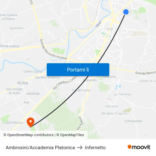 Ambrosini/Accademia Platonica to Infernetto map