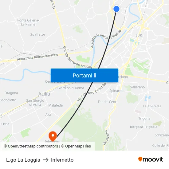 L.go La Loggia to Infernetto map