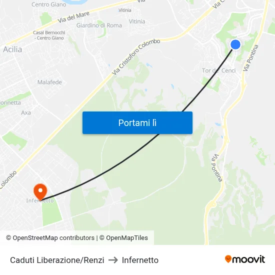 Caduti Liberazione/Renzi to Infernetto map