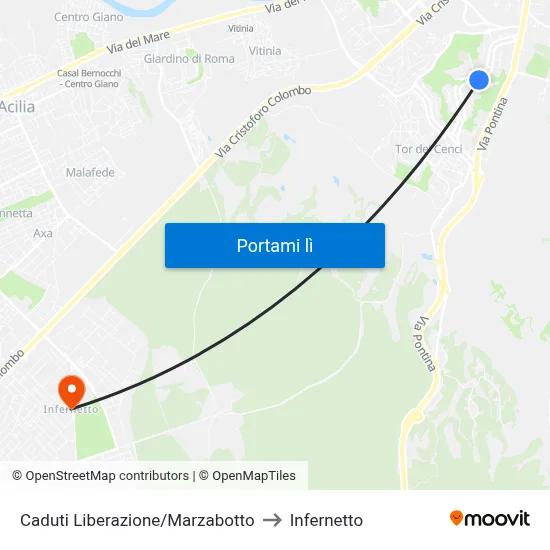 Caduti Liberazione/Marzabotto to Infernetto map