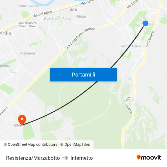Resistenza/Marzabotto to Infernetto map