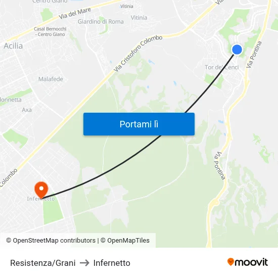 Resistenza/Grani to Infernetto map