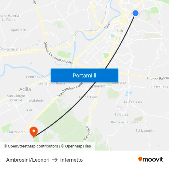 Ambrosini/Leonori to Infernetto map
