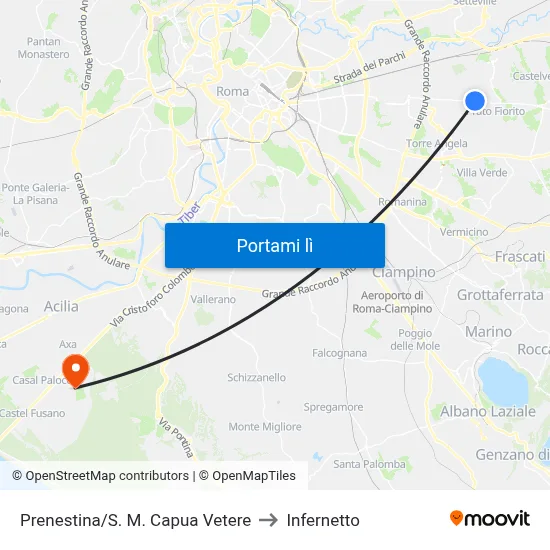 Prenestina/S. M. Capua Vetere to Infernetto map
