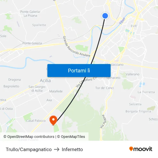 Trullo/Campagnatico to Infernetto map