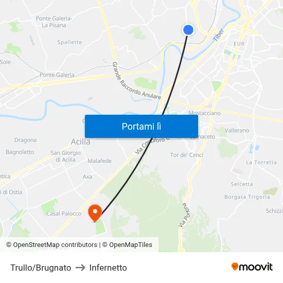 Trullo/Brugnato to Infernetto map
