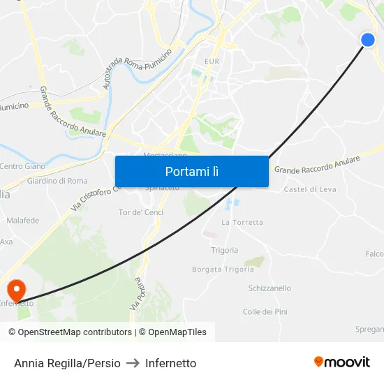 Annia Regilla/Persio to Infernetto map