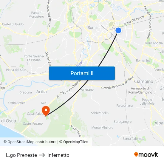 L.go Preneste to Infernetto map