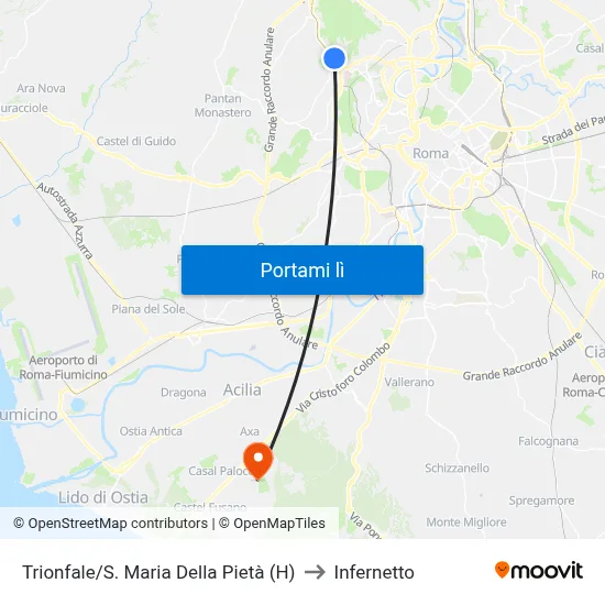 Trionfale/S. Maria Della Pietà (H) to Infernetto map