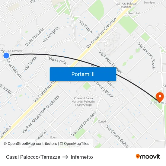 Casal Palocco/Terrazze to Infernetto map