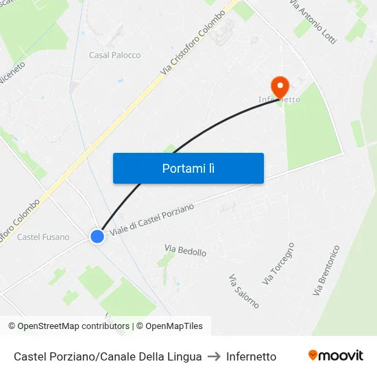 Castel Porziano/Canale Della Lingua to Infernetto map