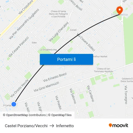 Castel Porziano/Vecchi to Infernetto map