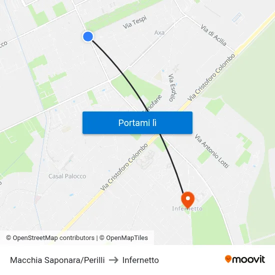 Macchia Saponara/Perilli to Infernetto map