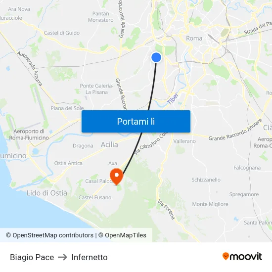 Biagio Pace to Infernetto map