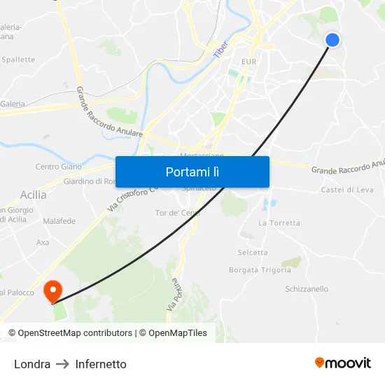 Londra to Infernetto map