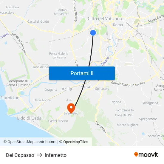 Dei Capasso to Infernetto map