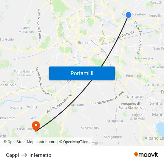 Cappi to Infernetto map