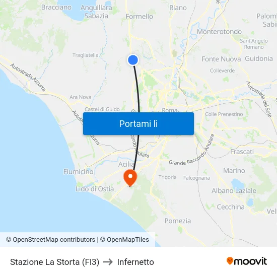 Stazione La Storta (Fl3) to Infernetto map