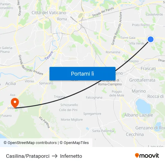 Casilina/Prataporci to Infernetto map