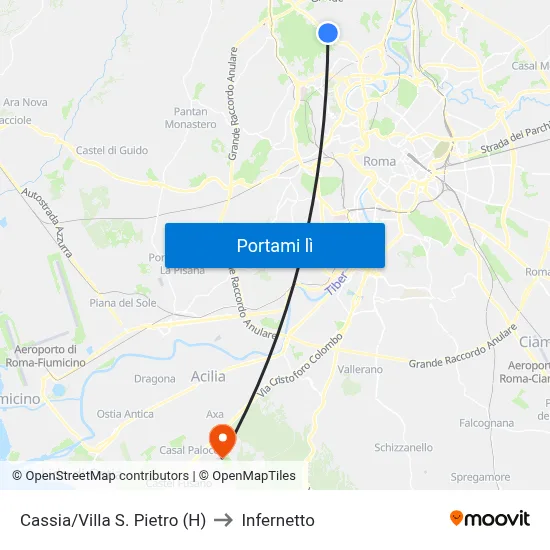 Cassia/Villa S. Pietro (H) to Infernetto map