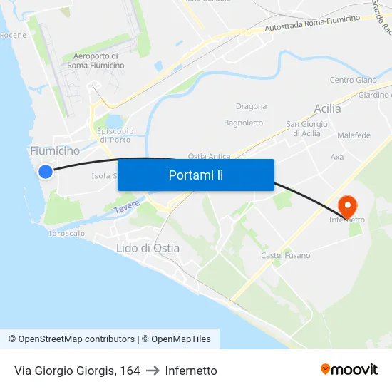Via Giorgio Giorgis, 164 to Infernetto map