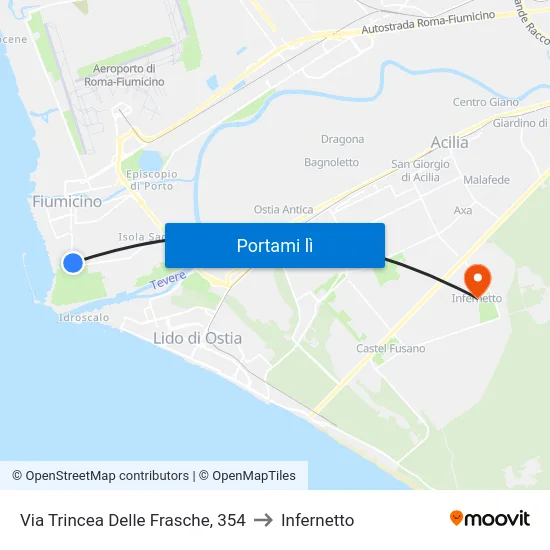 Via Trincea Delle Frasche, 354 to Infernetto map