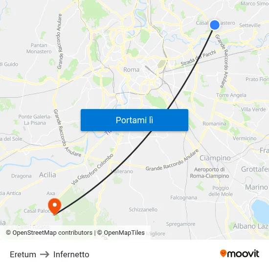 Eretum to Infernetto map