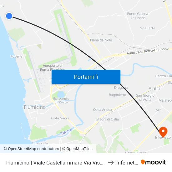 Fiumicino | Viale Castellammare Via Viserba to Infernetto map