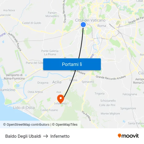 Baldo Degli Ubaldi to Infernetto map