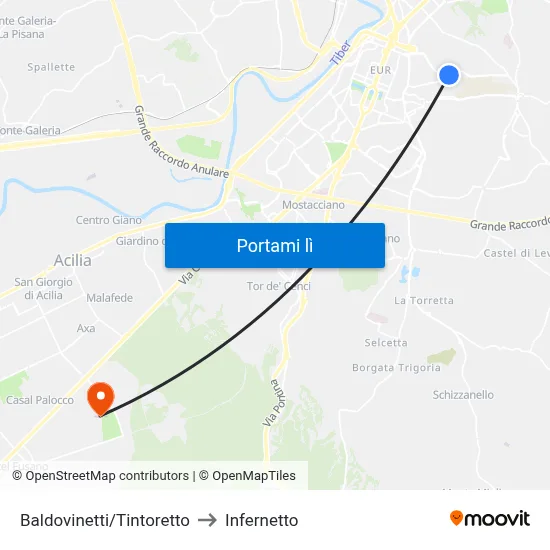 Baldovinetti/Tintoretto to Infernetto map
