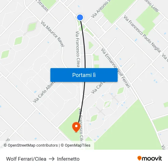 Wolf Ferrari/Cilea to Infernetto map