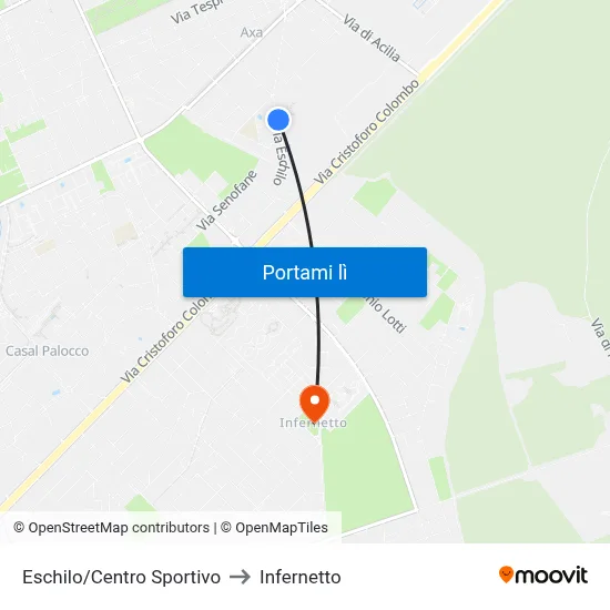 Eschilo/Centro Sportivo to Infernetto map