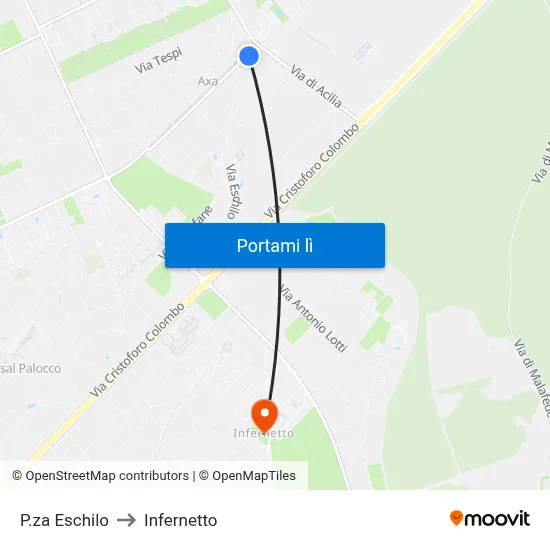 P.za Eschilo to Infernetto map