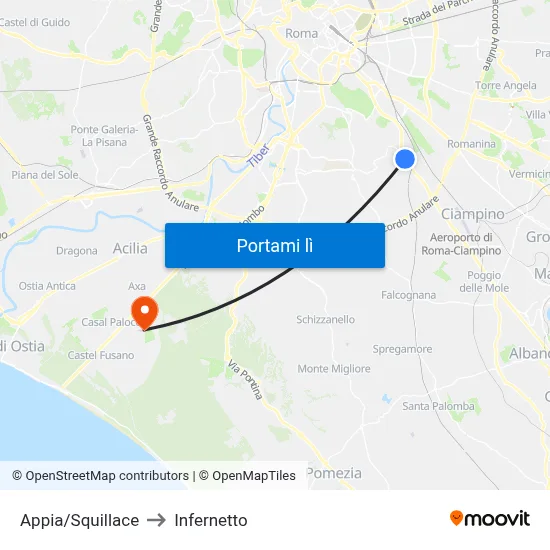 Appia/Squillace to Infernetto map