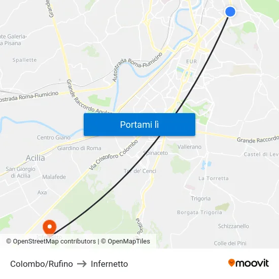 Colombo/Rufino to Infernetto map