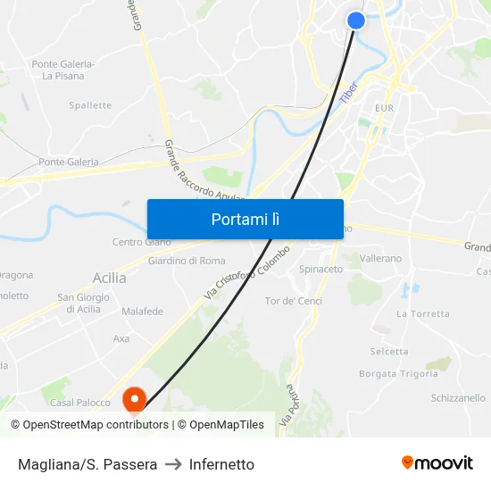 Magliana/S. Passera to Infernetto map