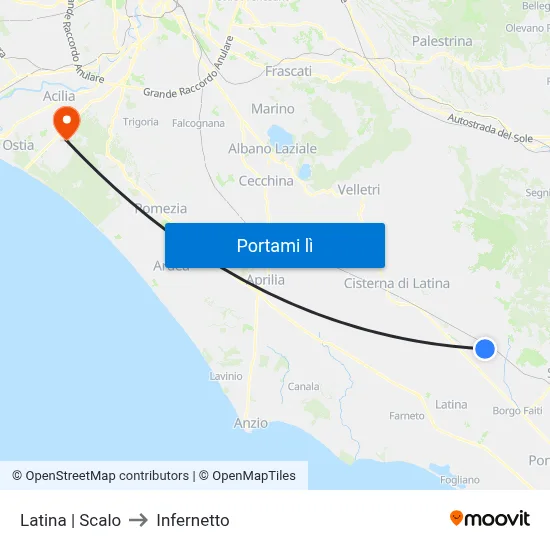 Latina | Scalo to Infernetto map