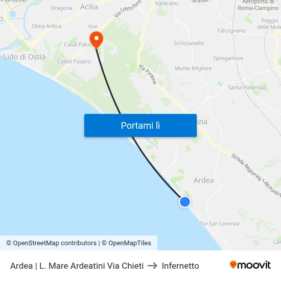 Ardea | L. Mare Ardeatini Via Chieti to Infernetto map