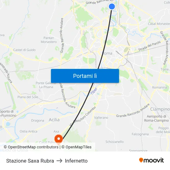 Stazione Saxa Rubra to Infernetto map