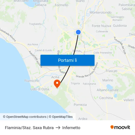 Flaminia/Staz. Saxa Rubra to Infernetto map
