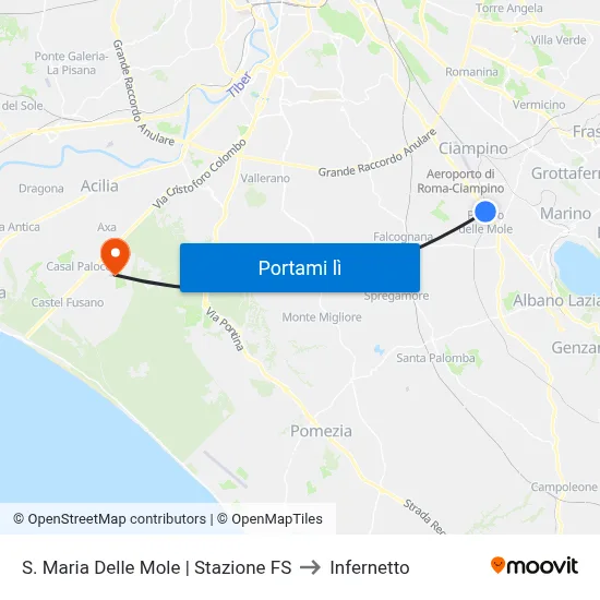 S. Maria Delle Mole | Stazione FS to Infernetto map