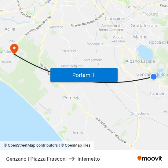 Genzano | Piazza Frasconi to Infernetto map