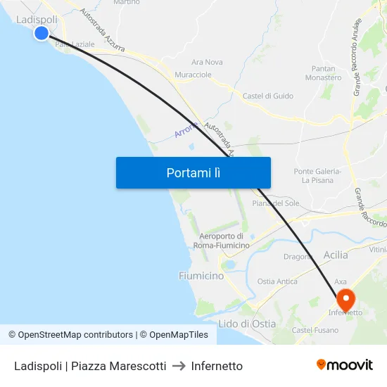 Ladispoli | Piazza Marescotti to Infernetto map
