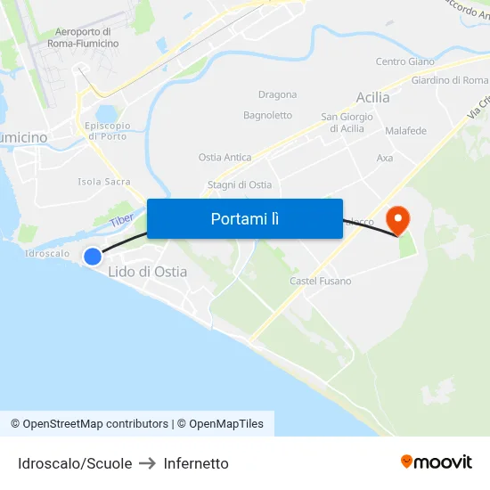 Idroscalo/Scuole to Infernetto map