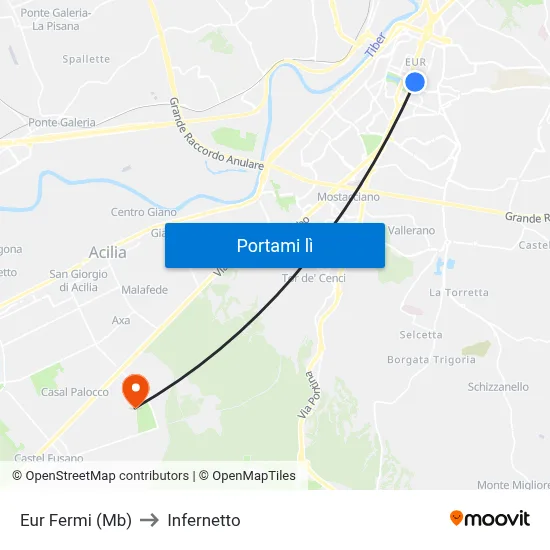Eur Fermi (Mb) to Infernetto map