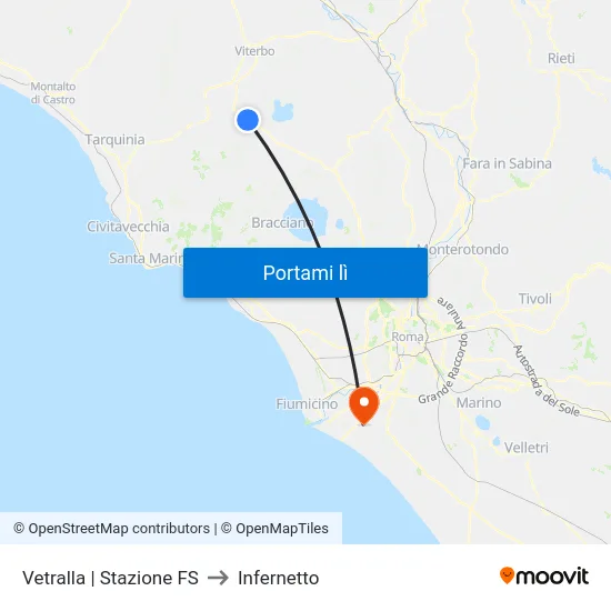 Vetralla | Stazione FS to Infernetto map