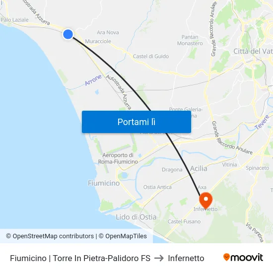 Fiumicino | Torre In Pietra-Palidoro FS to Infernetto map